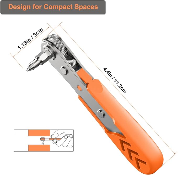 Right Angle Screwdriver 24 in 1 Ratchet Screwdriver Set with Mini Ratchet Wrench for Tight Spaces, Bike Repair & DIY Projects
