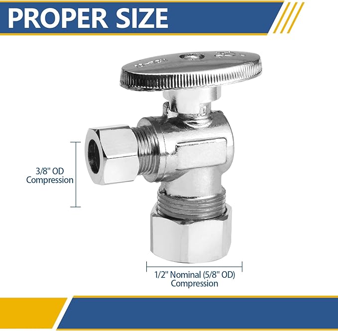 4 Pack Angle Stop Valve,1/4 Turn Water Shut Off Valves,1/2" Nominal (5/8" OD) Compression Inlet x 3/8" OD Compression Outlet Shut-off Valve Plumbing(VALVE116-4Pack)