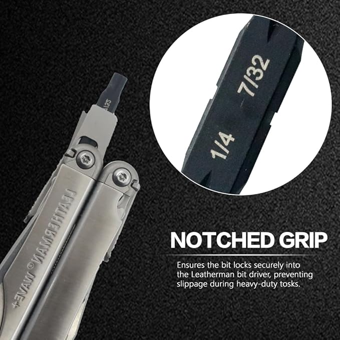 Security Bit Kit Set with Clutch Screwdrivers #1/4?쓆nd 7/32" Bit for Leatherman, Replacement Double-Ended Flat Screwdriver Bits for Leatherman Multi-Tool Accessories,S2 Steel (2Pack)