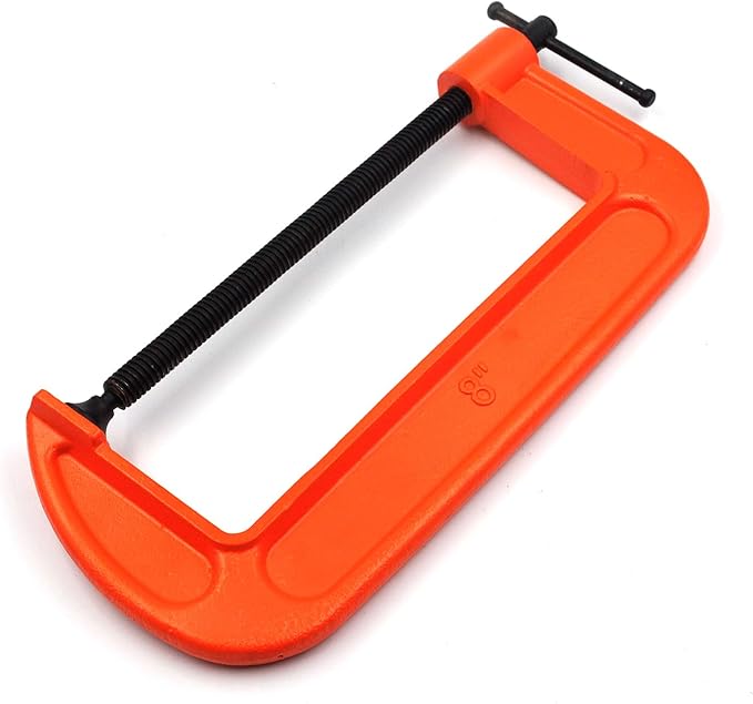 (4 PACK) C Clamps Set 8 Inch Heavy Duty Steel Iron Alloy Versatile G-Clamps, Orange