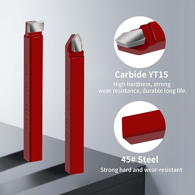 11 Pc 5/16" Carbide Tip Tipped Cutter Tool,Metal Lathe Cutting Tools,Lathe Tools Metal Cutting for Metal Lathe Turning, Boring, and Chamfering