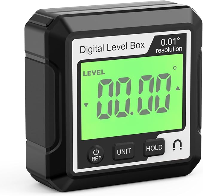 Abizarch Digital Angle Finder Magnetic Angle Gauge LCD Digital Level tool Protractor Inclinometer Level Box Backlit Portable Angle Measurement Tool Battery Operated (black+white) (Black+white)