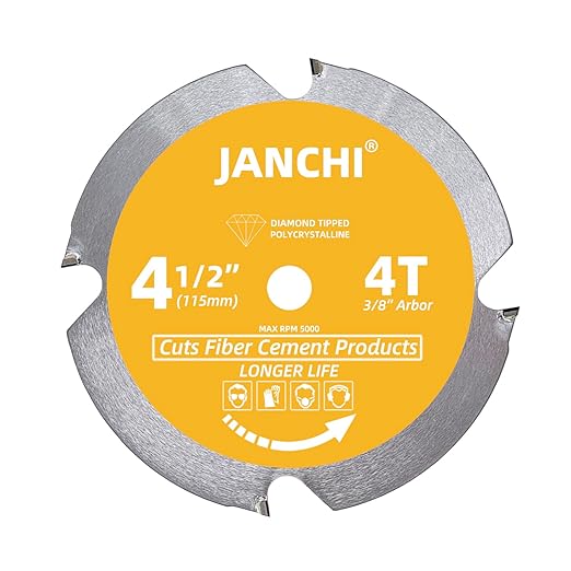 4-1/2 Inch 4T PCD Tip Hardie Fiber Cement Circular Saw Blade with 3/8-Inch Arbor, Polycrystalline Diamond Tipped Teeth Saw Blade for Laminate Flooring