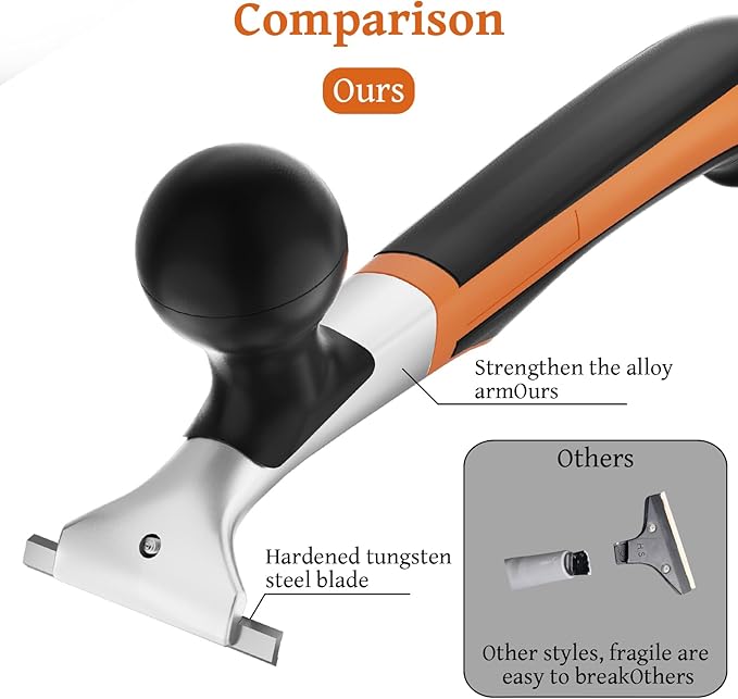 ?똏remium 2.5" Carbide Scraper Tool ??Heavy Duty Paint, Glue, Varnish, Resin, Putty Remover for Wood, Metal, Tile, Concrete & More ??Ergonomic Non-Slip Handle, Sharp Durable Blade
