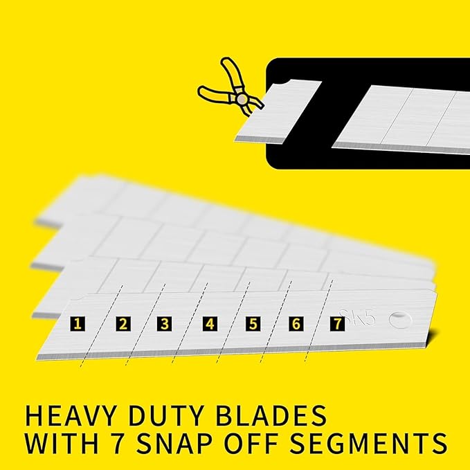 100-Pack 25MM Utility Knife Blades, Slitting Blades, Office Knife SK5 Blades for Retractable Box Cutters and Knives