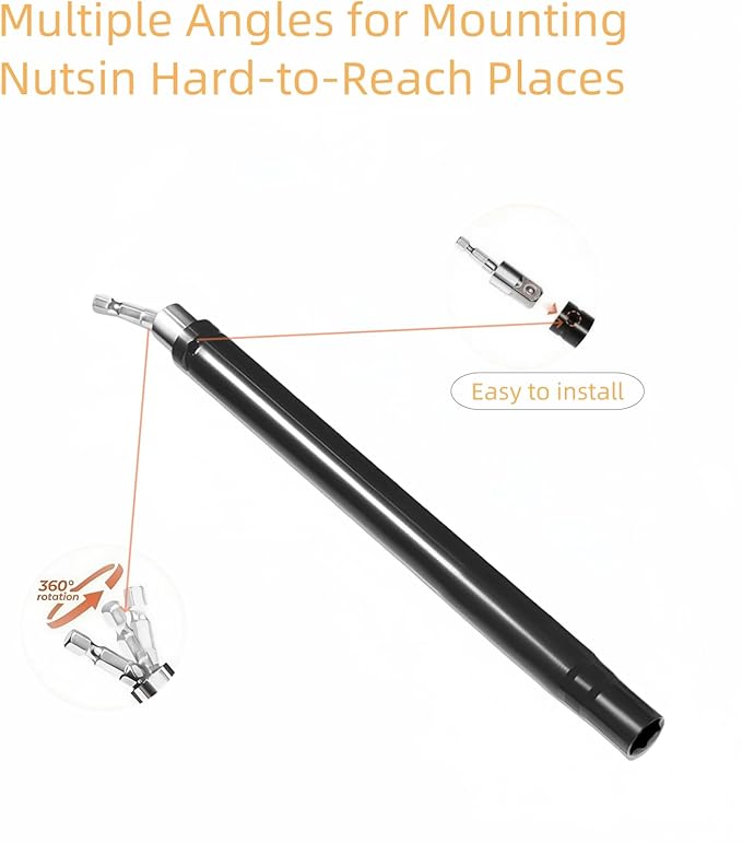 9/16"(14mm) Power Nut Driver Nut Runner Hollow Socket,with1/4" Hex Shank Fit Long Bolts and Ductwork Power Nut Driver for Overhead Fastening Applications Operations