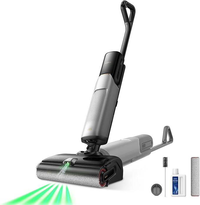 Mova X4 Pro Wet Dry Vacuum Cleaner, 20000Pa Cordless Vacuum Mop with Zero Tangle, Hot Water Mopping for Sticky Messes,194??Hot Air Self Drying, 180째 Lie Flat, Push-in Charging Station, LED Display