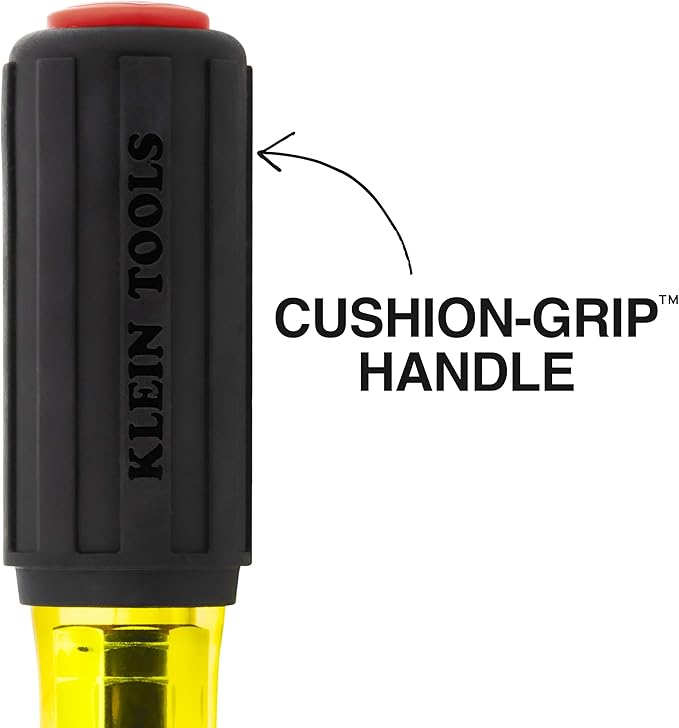 Klein Tools 654516 Heavy-Duty Hollow Shaft Nut Driver, Color-Coded 5/16-Inch Hex, Pass Through Design, 6-Point Socket, and Cushion-Grip Handle