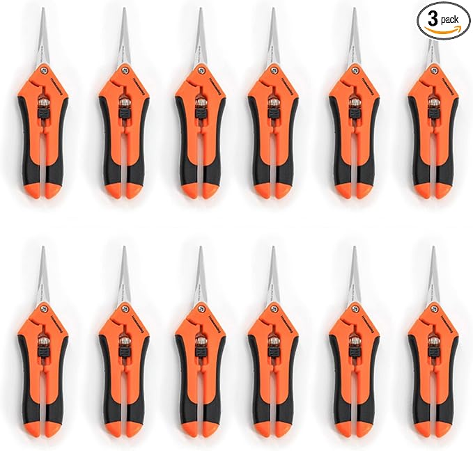 3 Packs Garden Pruning Shears with Straight Blades Trimming Scissors, Gardening Hand Pruning Snips Titanium Coated Precision Bonsai Pruning Shears, Convenient Flower Cutters (Orange)