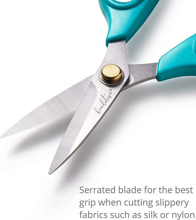 Beaditive Sewing Scissors - 6" Stainless Steel Fabric Scissors - Serrated Blade for Easy Fabric Cutting and Quilting - Tailor and Dressmaker's Scissors - Teal