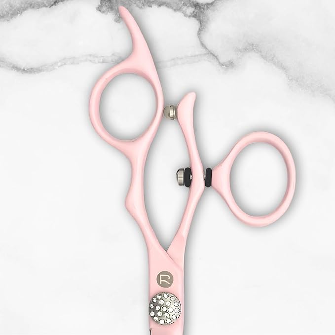 Pink Hair Scissors for Professional Use - 440C Stainless Steel w/Pink Titanium Finish - Sharp, Durable (5.5" Swivel Scissors)
