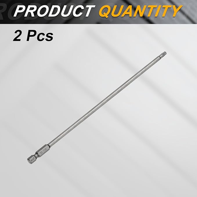 HARFINGTON 2pcs T20 Torx Head Screwdriver Bit 1/4" Hex Shank 7.87" (200mm) Long Magnetic No Hole Tip Tamper Proof 6 Point Star Screw Driver Drill Bits S2 Steel Industrial Power Screwdrivers
