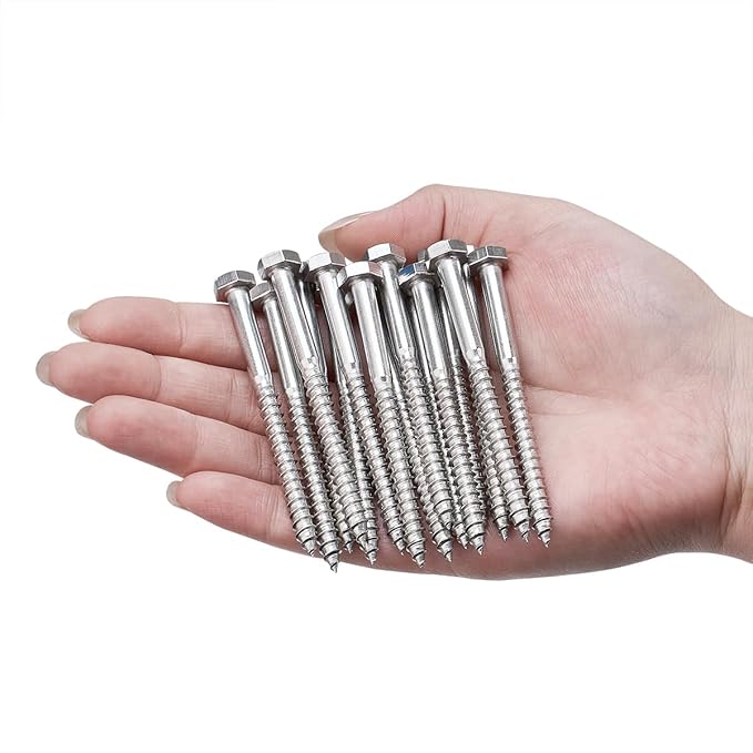 25 Pcs M6x3 Inch Lag Screw Kit Wood Screws for Small Scale 304 Stainless Steel 18-8 DIY Maintenance Handmade Wooden Boxes Mini Bookshelves