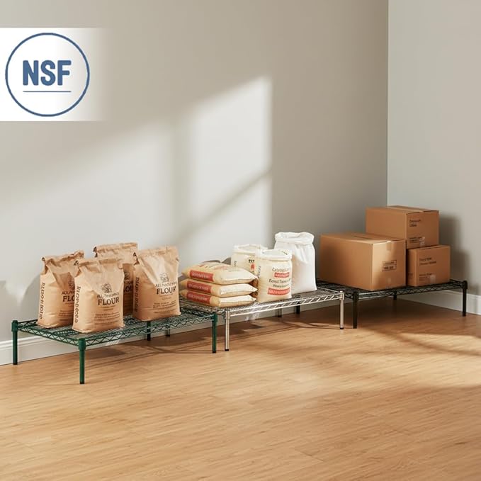 14" x 30" x 8" Black Epoxy Wire Storage Shelf, Dunnage Rack, Commercial 1 Tier Small Shelf
