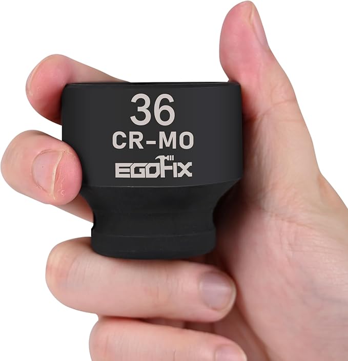 1/2" Drive Standard Impact Socket, 36mm Metric Socket, Axle Nut Socket Heat-Treated CR-MO Anti-Rounding 6 Point for Easy Removal of Axle Shaft Nuts
