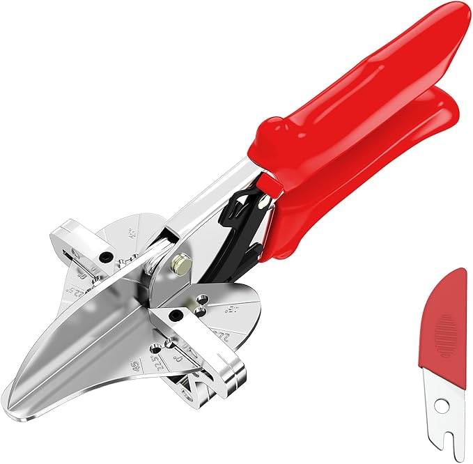 GARTOL Miter Shears 22.5째-135째 Adjustable ??Precision Angle Cutter for Molding, Shoe Molding, Quarter Round, PVC, Wood Trim, MDF, Heavy-Duty Multi-Angle Cutting Tool with SK5 Steel Blade & Spare Blade