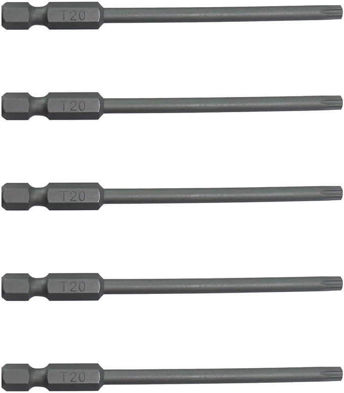 T20 (T-20) Torx/Star Driver Bit - T20 x 3-1/2" Torx/Star Drive Quick Change Shank Bit for Screws and Fasteners Requiring T20 (T-20) Size Long Bits (5 PACK)