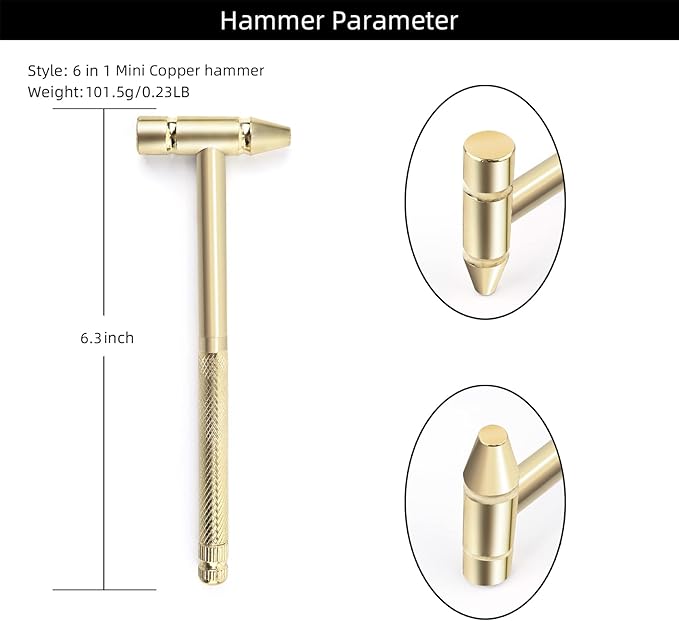 YOUMI 6 in 1 Mini Multifunction Anti-Corrosion and Anti-Rust Copper Hammer & Screwdriver Hand Tools for Repair Uav, Mobile Phones, Laptops, Watches(Yellow)