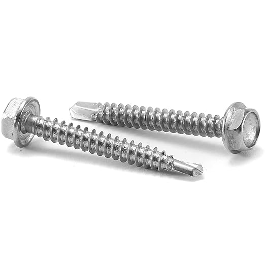 #10 x 1-1/2" Sheet Metal Screws 100PCS 410 Stainless Steel Hex Washer Head Fast Self Tapping Screws by SG TZH