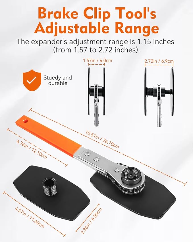 Upgraded Brake Caliper Compression Tool 4 in 1 Universal Caliper Piston Compressor Tool with 4 Brake Caliper Hangers Brake Pad Spreader Tool with 360째Swing Ratchets for Car Brake Repair