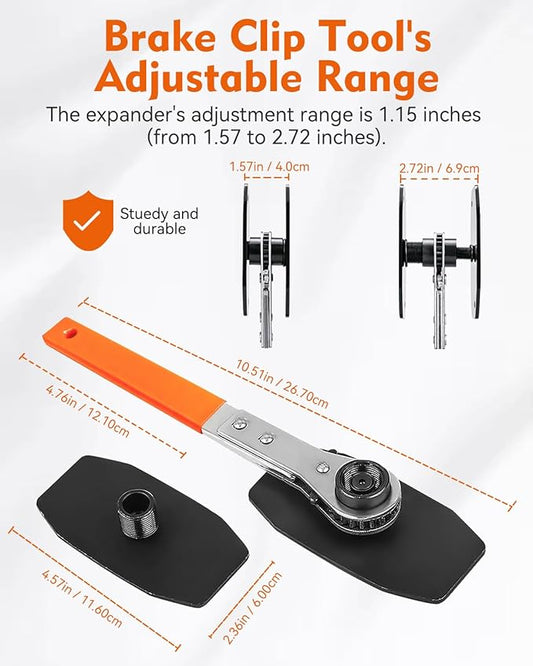 Upgraded Brake Caliper Compression Tool 4 in 1 Universal Caliper Piston Compressor Tool with 4 Brake Caliper Hangers Brake Pad Spreader Tool with 360째Swing Ratchets for Car Brake Repair