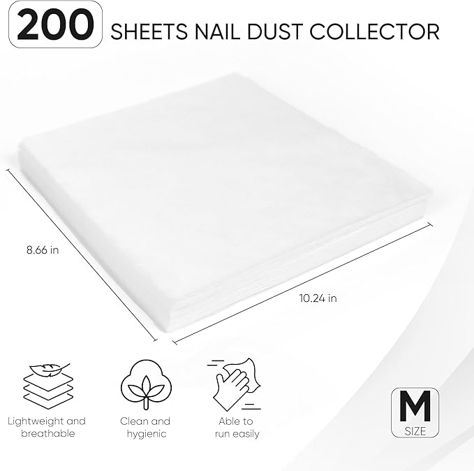 200 Sheets Nail Dust Collector Filter Paper, Disposable Nail Dust Filters for Most Finger Dust Collector Machine, Nail Vacuum for Fingernail Salon Spa Tech Supplies & Accessories (Pink, M)