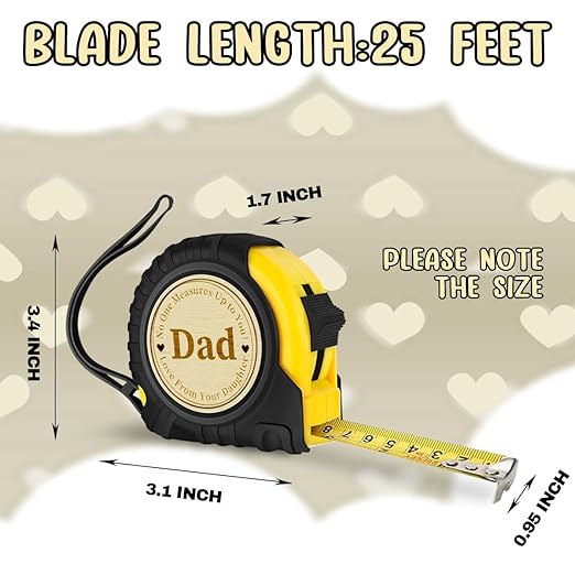 Dad Gifts Fathers Day Birthday Gifts for Dad Tool Woodworker Carpenter Gifts for Father's Day Carpenter Gifts for Dad No One Measures Up to You Engraved Tape Measure 25 FT