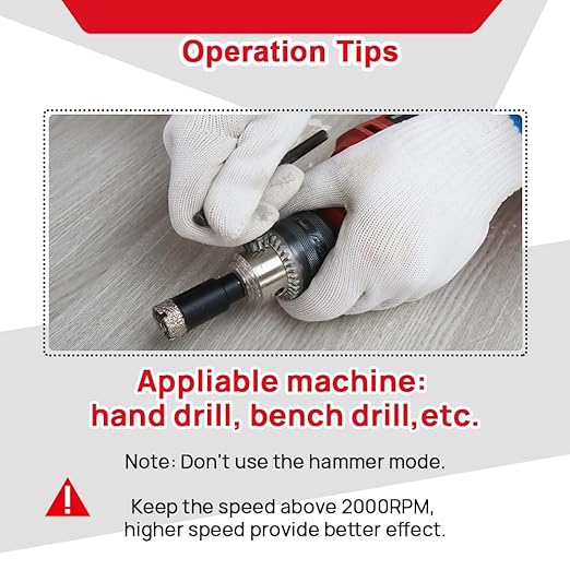 DT-DIATOOL Diamond Core Drill Bit 1-3/8 Inch for Porcelain Tile Ceramic Marble Artificial Stone Diamond Hole Saw Hex Shank
