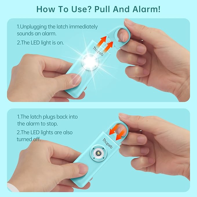 Thopeb?밫he Original Personal Safety Alarm for Women Self Defense ??Elders & Kids Self Defense Keychain Siren ??135dB Loud Siren Bird Sound ??Cute Key Chains Protection (Aqua)