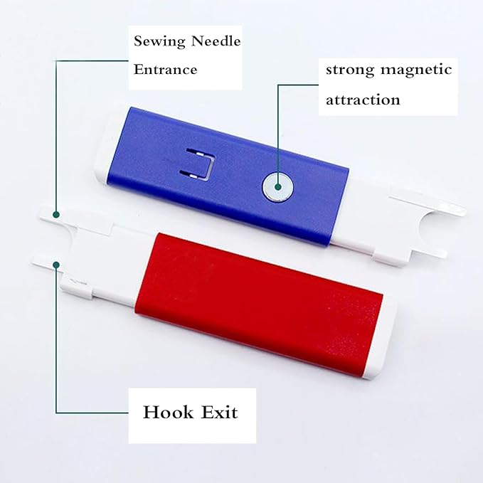 YICBOR Magnetic Automatic Sewing Machine Needle Threader with Strong Magnet, Stitch Insertion Tool with 1pcs Replacement Hooks Quick for Industrial Single Lockstitch Sewing Machine