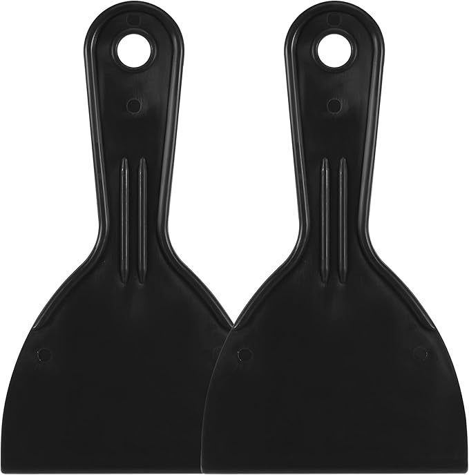 uxcell Putty Scraper 4" ABS Plastic Spatula Drywall Patch Repair Spreader Wall Covering Smoother Black 2Pcs