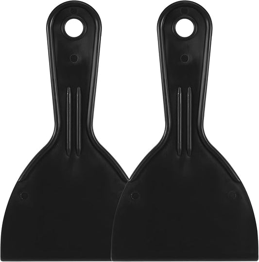 uxcell Putty Scraper 4" ABS Plastic Spatula Drywall Patch Repair Spreader Wall Covering Smoother Black 2Pcs