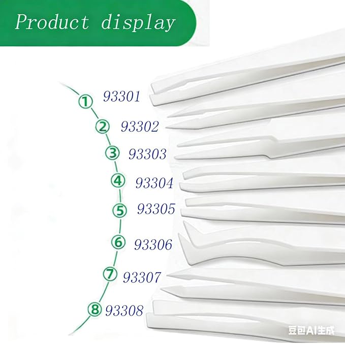40Pcs（5set） ESD Plastic Tweezers Set Precision Tweezers Set ，Non-magnetic and Anti-Static Carbon fiber Tweezer Kits，for Craft,Electronics Repair,jewelry,Laboratory Work,And Used Etc（White）