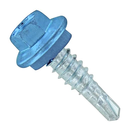Fasteners Plus ST Fastening Maxx SteelBinder Metal to Metal #14 X 7/8" Blue Stitch Screws with EPDM Rubber Washer, 250-Count - Designed for Roofing and Siding Panels