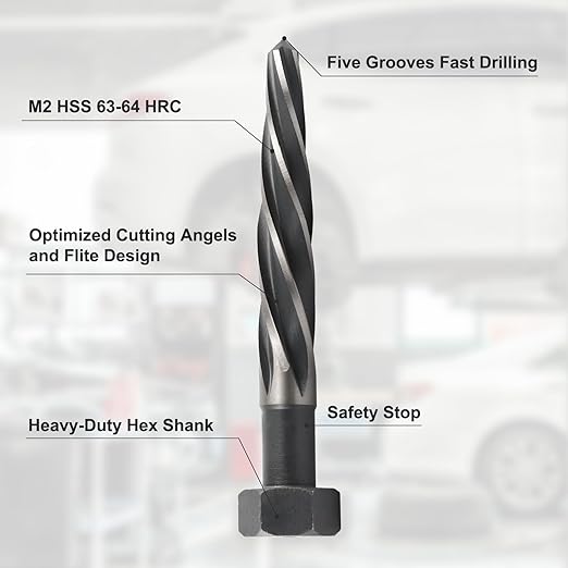 Rocaris 13/16" M2 HSS Taper Chucking Reamer Drill Bit, Taper Reamer Drill Bit for Steel, Alloy, Aluminum, Wood, Plastic