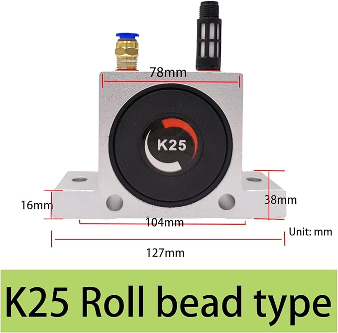 K 1/4'' K25 Thread Pneumatic Vibrator Power Concrete Vibrator Ball Type Aluminum Alloy Air Turbine Oscillator with Silencer