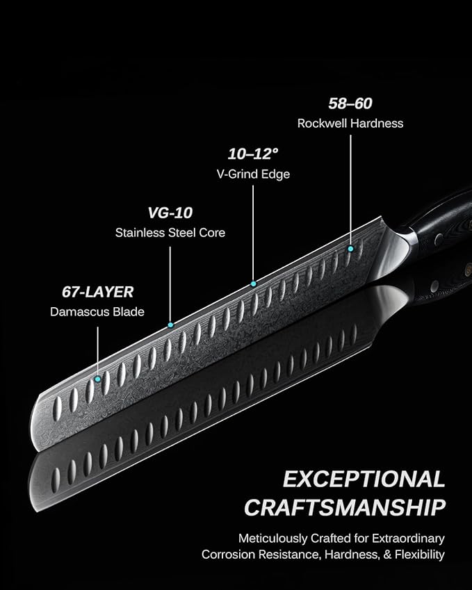 KYOKU Knife Set, Shogun Gin Series 2pc Japanese Style Kitchen Knife Set for Cooking, 7" Boning 12" Slicing Knife with Silver Ion Blade Sheath Gift Box, Ultra Sharp Damascus Stainless Steel Knives