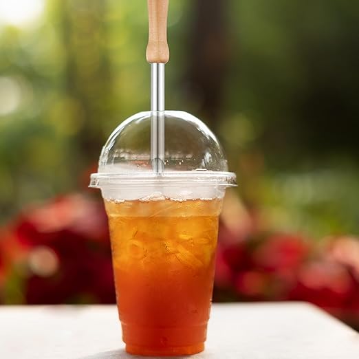 2Pcs Straw Hole Puncher for Plastic Lids, Circular Straw Hole Punch with Wood Handle Stainless Steel Circular Clay Holes Cutters Lemonade Cup Holes Puncher for Straws