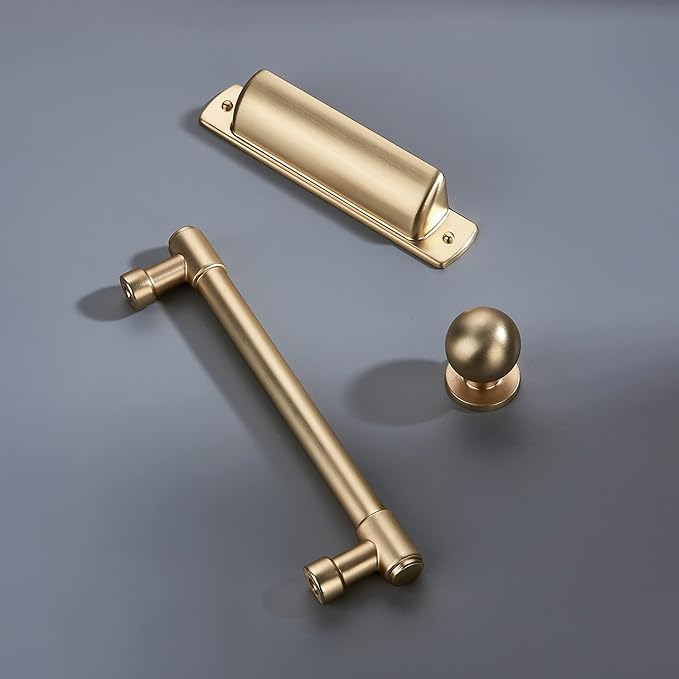 khtumeware 10 Pack Gold Cabinet Handles 3-3/4" (96mm) Hole Center Brushed Gold Cabinet Pulls, Gold Dresser Handles, Brass Cabinet Pulls, Gold Pulls for Cabinets, Gold Drawer Pulls Cabinet Hardware