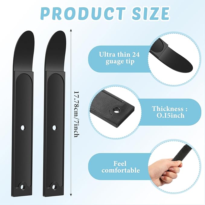 Therwen 3 Pcs 4140 Steel Trim Removal Tool Metal Pry Tool Automotive Pocket Pry Bar for Auto Planes to Remove Trim Interior and Exterior Parts (Black)