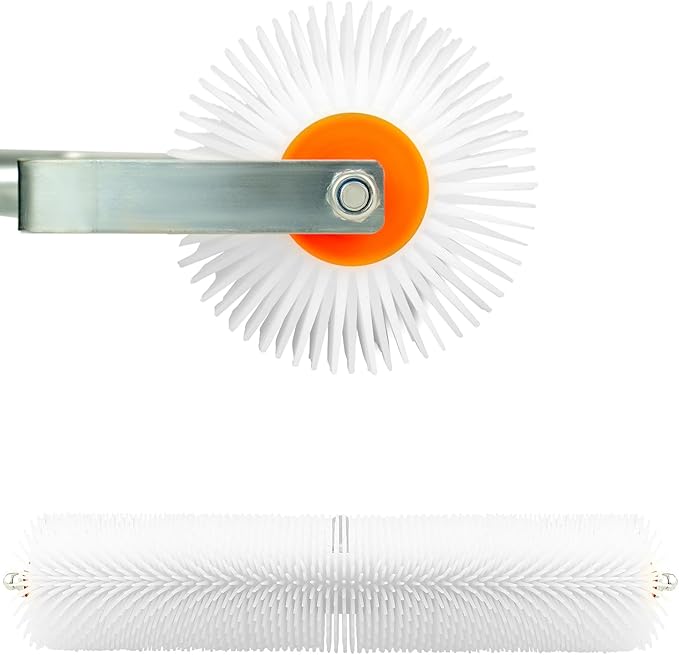 QWORK Spiked Screeding Compound Roller, 20" x 1" Latex Floor Self Leveling Screed Spiked Roller Remove Bubble Smooth Level Screed Surface