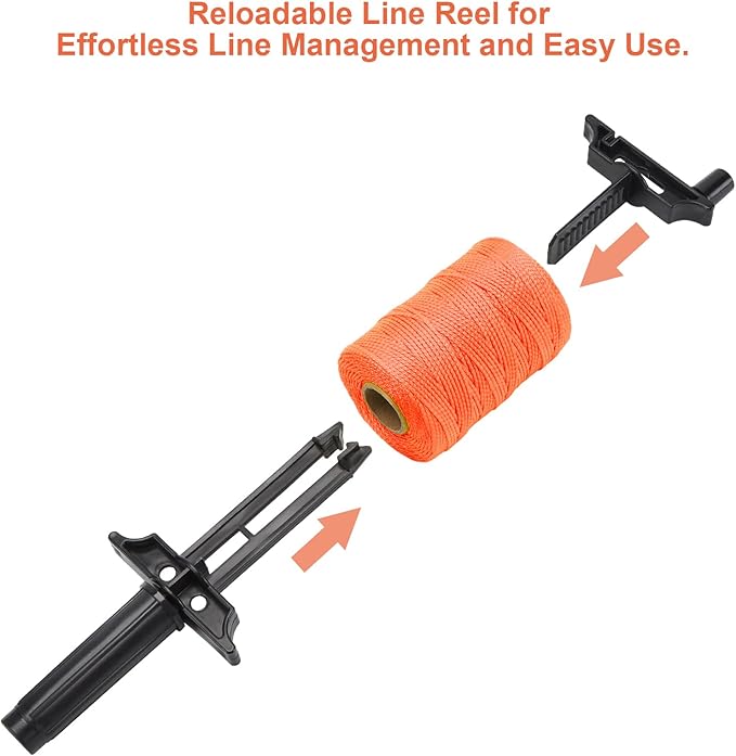 3 Roll Mason Line String Line - #18 Braided Nylon String - 500 Ft Length - Nylon with Reloadable Line Reel Twine for Gardening Or Masonry Tools - Perfect Construction String (Orange)