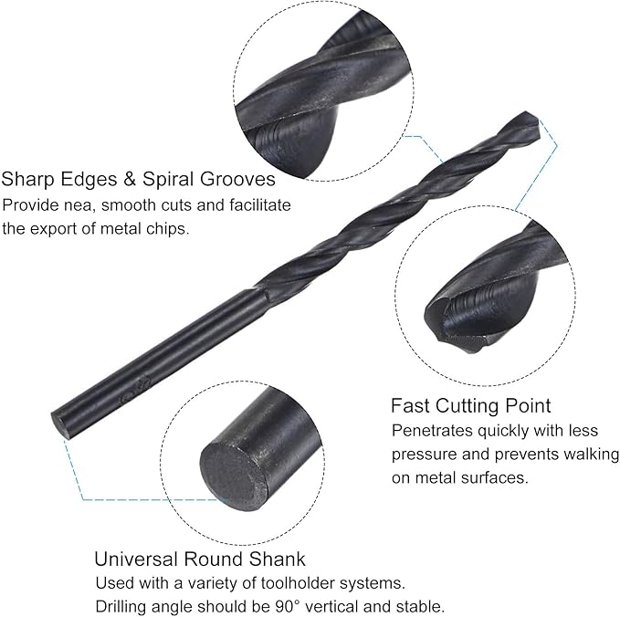 uxcell Tap and Drill Bit Set, 12-24 UNC Thread Tap & 11/64" Black Oxide Twist Drill Bit, Straight Flute Tap Tapping Threading Repair Tool Kit