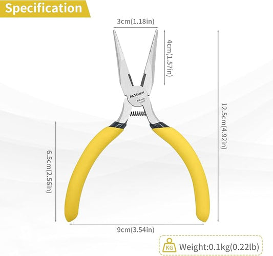 BOOSDEN 5" Needle Nose Pliers, Long Nose Pliers Set with Side Cutter,Mini Fine Needle Nose Pliers with Comfort Grip, Precision Small Needle Nose Plier for Electronics, Craft, Jewelry Making, 5 PACK
