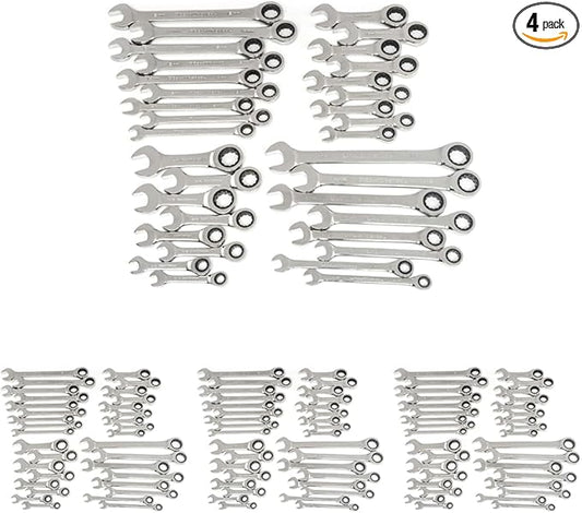 GEARWRENCH 34 Pc. Standard & Stubby Ratcheting Wrench Set, SAE & Metric - 85034 (Pack of 4)