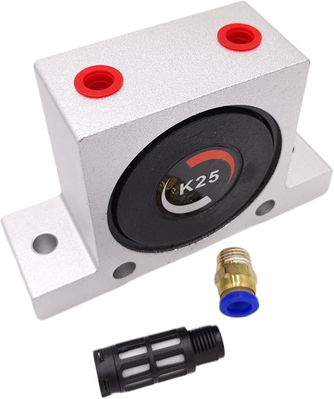 (Pack of 4) K 1/4'' K25 Thread Pneumatic Vibrator Power Concrete Vibrator Ball Type Aluminum Alloy Air Turbine Oscillator with Silencer