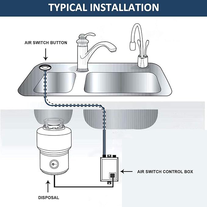 Garbage Disposal Air Switch Kit Sink Top Waste Disposal Long Stainless Steel Oil Rubbed Bronze On/Off Air Button Food and Waste Disposals Part by Etoolcity
