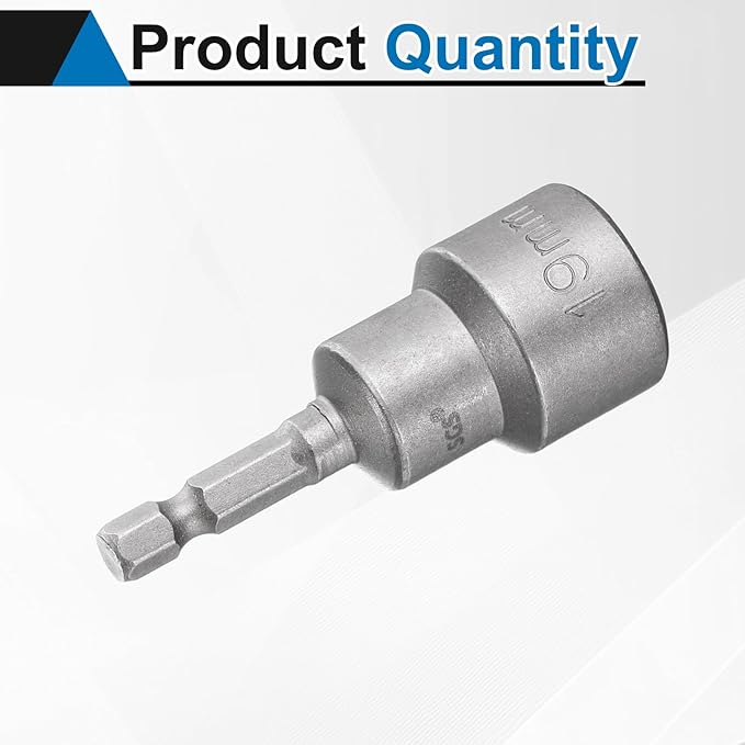 HARFINGTON Nut Driver Drill Bit 19mm Metric Socket 1/4" Hex Shank 2.56" (65mm) Long Magnetic 6-Point Sockets Quick Change CR-V Steel Bolt Setters for Power Drill Drivers