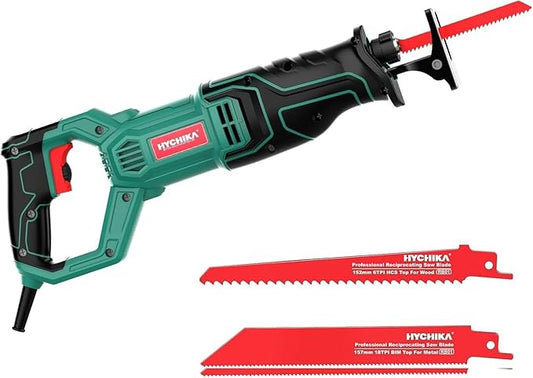 HYCHIKA 6.2A Mini Circular Saw with 3 Blades, Reciprocating Saw, 30W LED Work Light, 3-Tool Power Tool Set Combo Kit