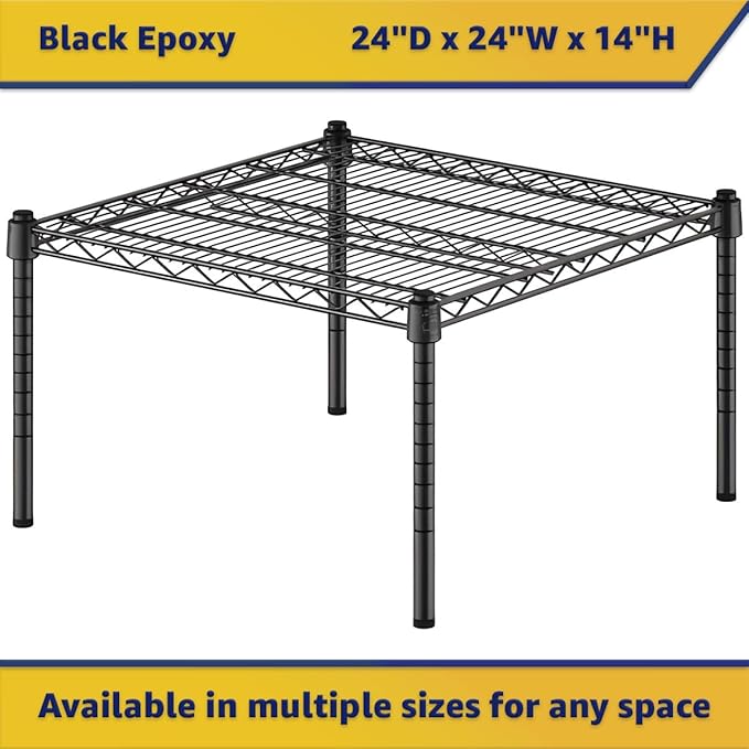 24" x 24" x 14" Black Epoxy Wire Storage Shelf, Dunnage Rack, Commercial 1 Tier Small Shelf
